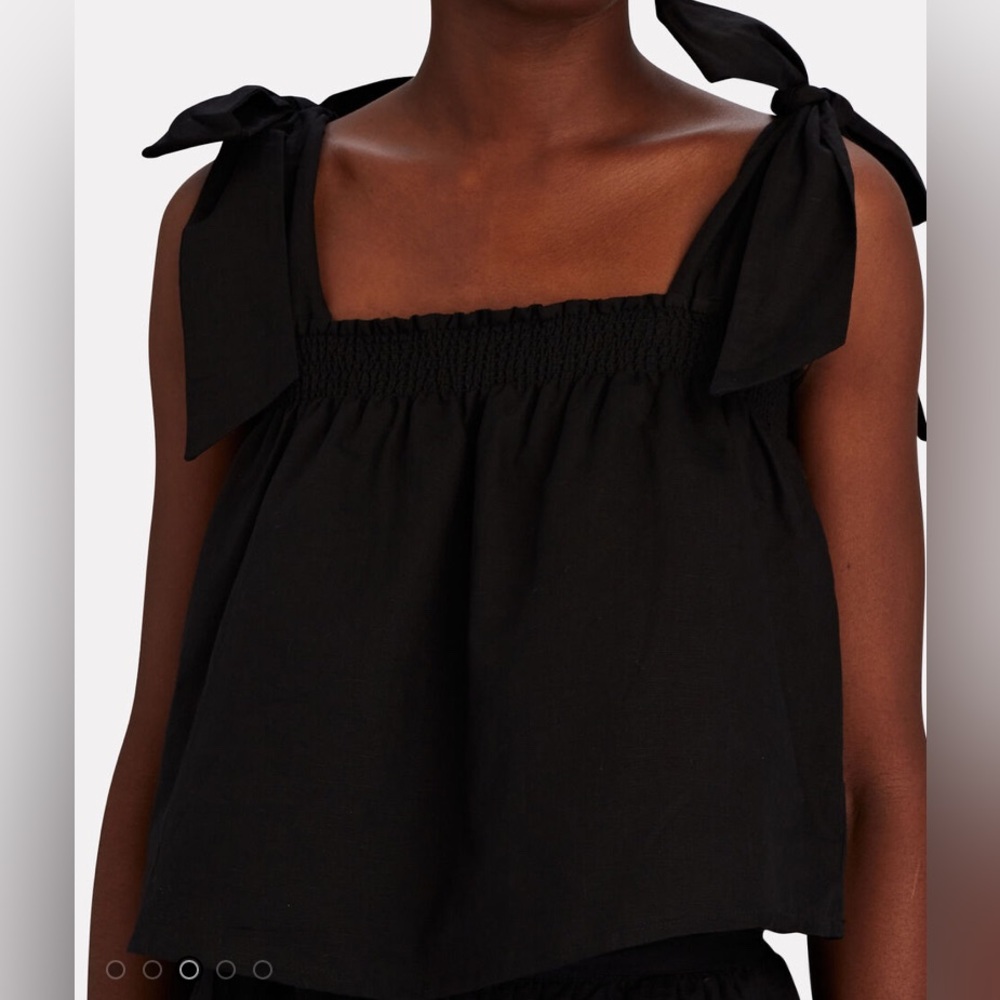 NWT Something Navy Tie Shoulder Top in Black Size Small